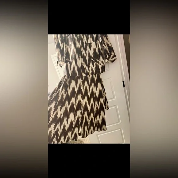 Chico's Linen Jacket and Dress Set in Brown and Cream - Picture 12 of 12